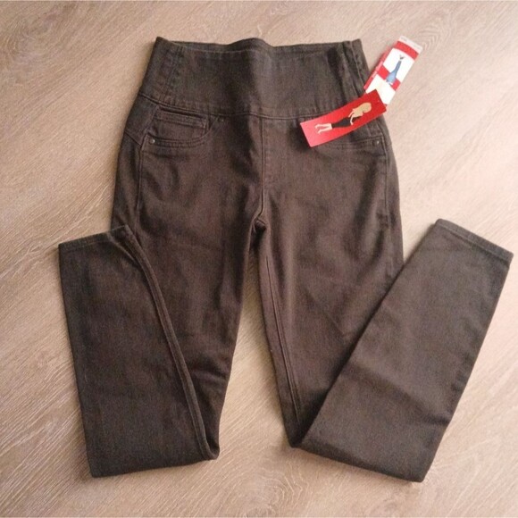 Spanx Denim Leggings Brownstone #2066 Shaping Built In Side Zip Full Coverage M - Picture 8 of 16